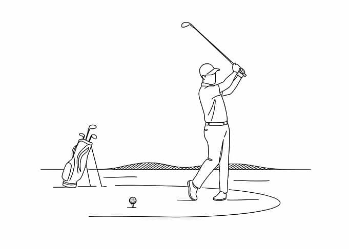 Golf Swing Line Art Illustration