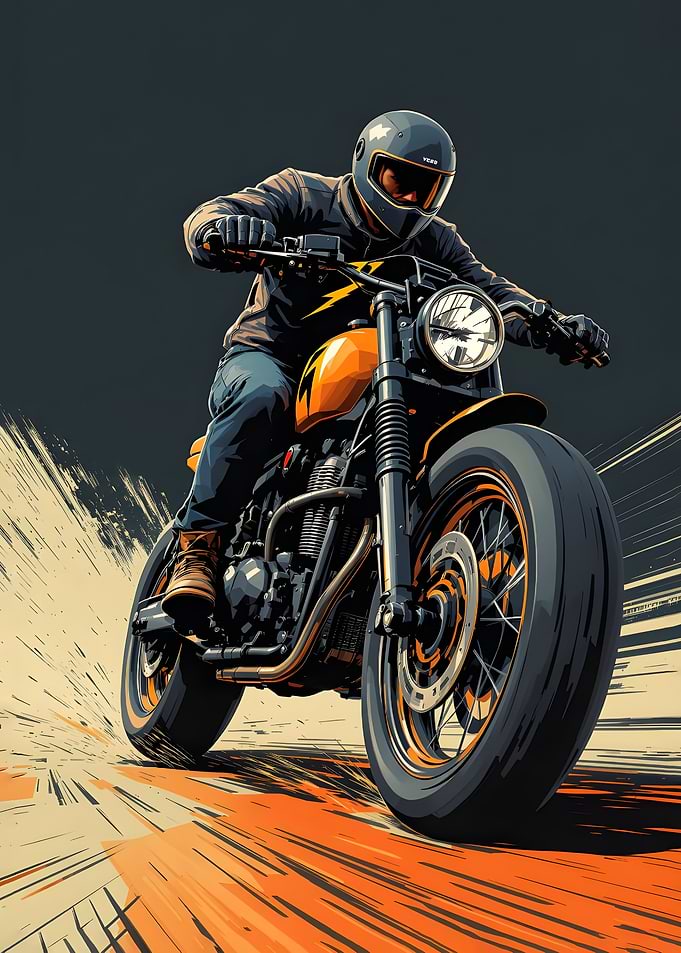 Motorcycle Rider in Motion
