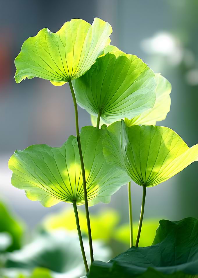 Lotus Leaves in Sunlight