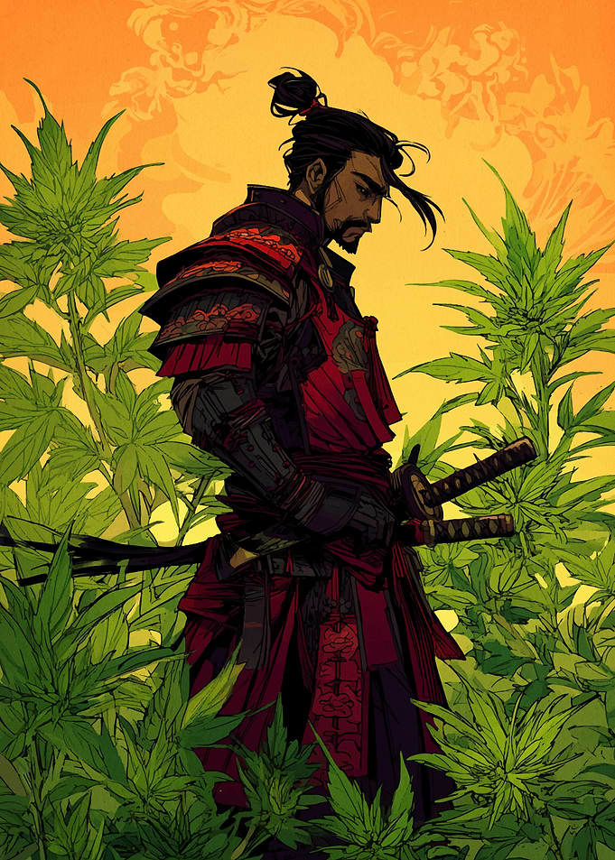 Samurai in Cannabis Field