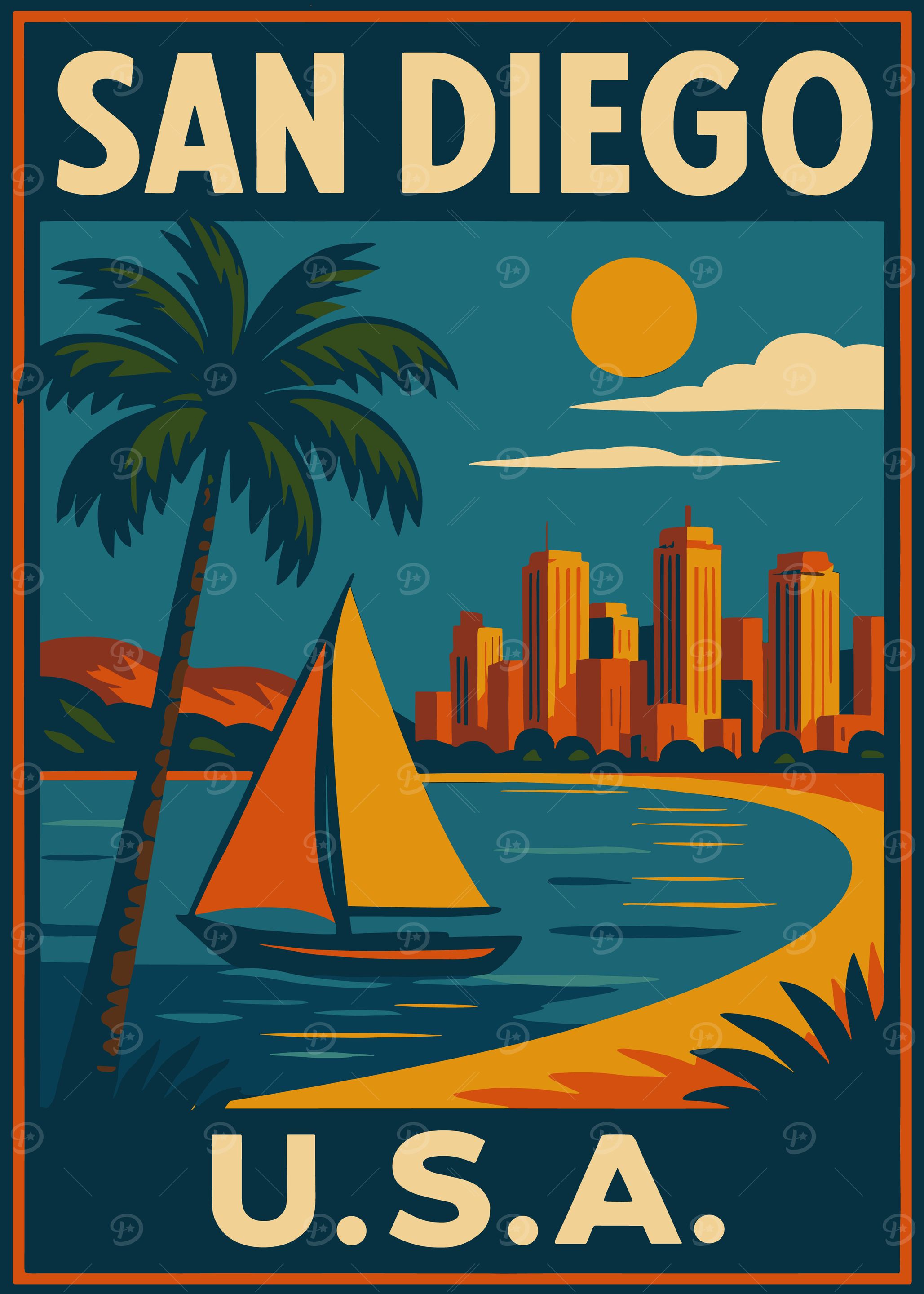 San Diego Cityscape Poster