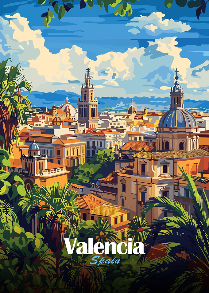 Valencia Cityscape Poster