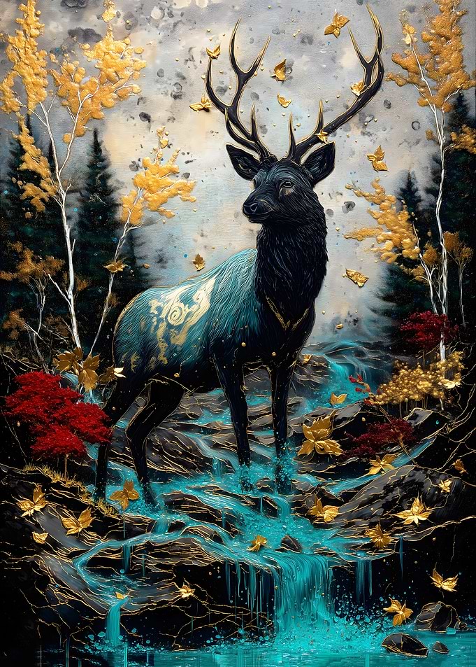 Majestic Deer in Golden Forest