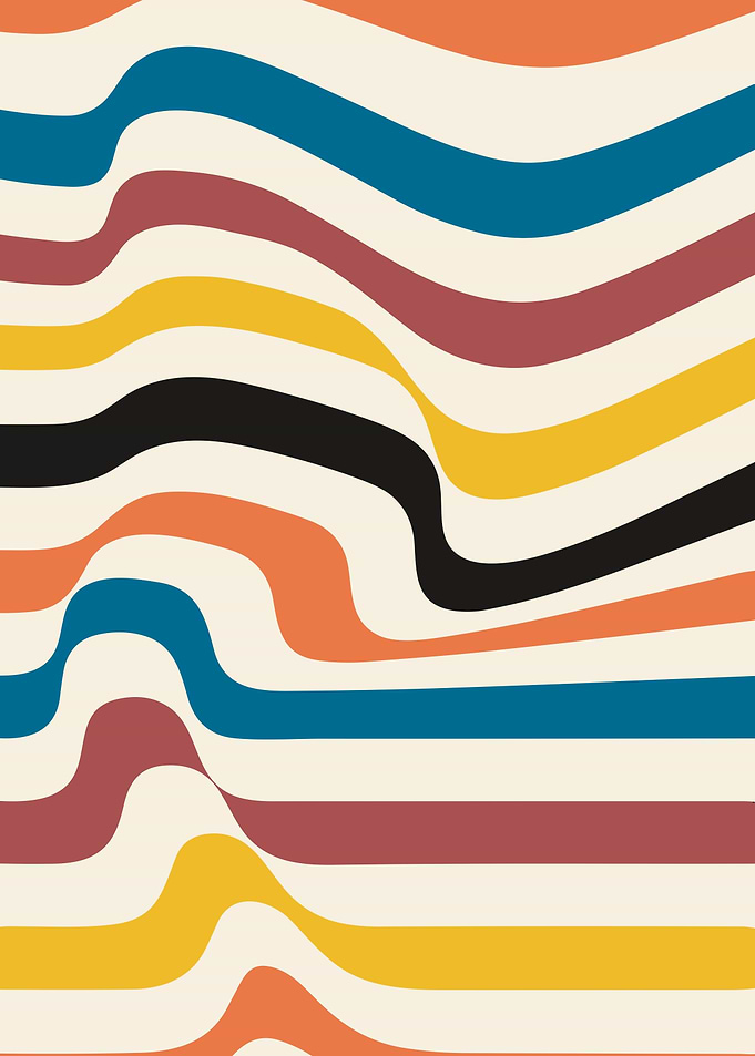 Abstract Wavy Retro Stripes