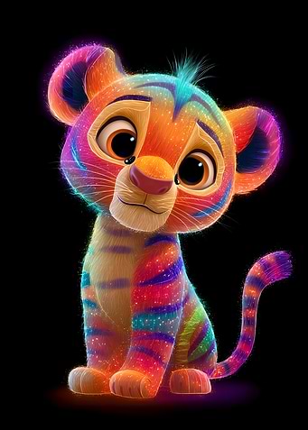 Colorful Cartoon Tiger Cub