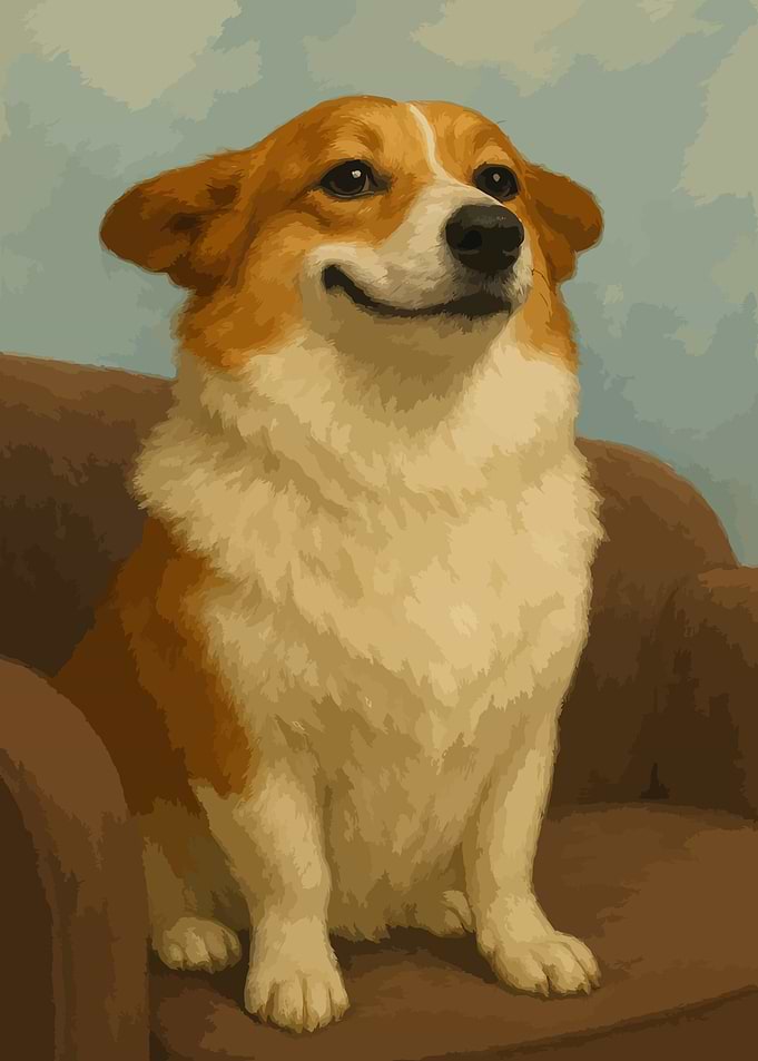 Smiling Corgi Portrait
