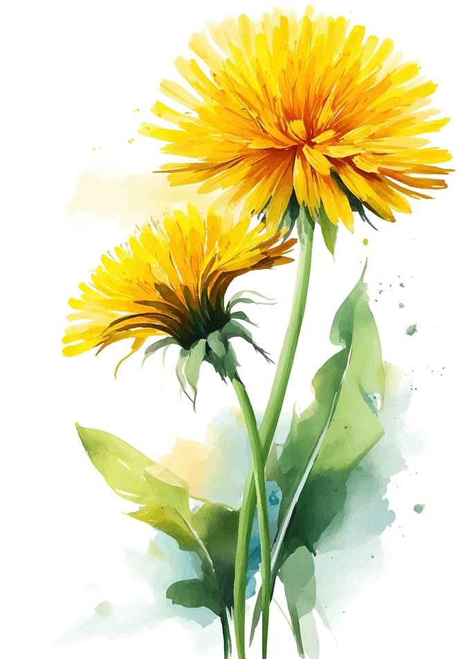 Watercolor Dandelion Flowers