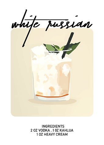 White Russian Cocktail Illustration