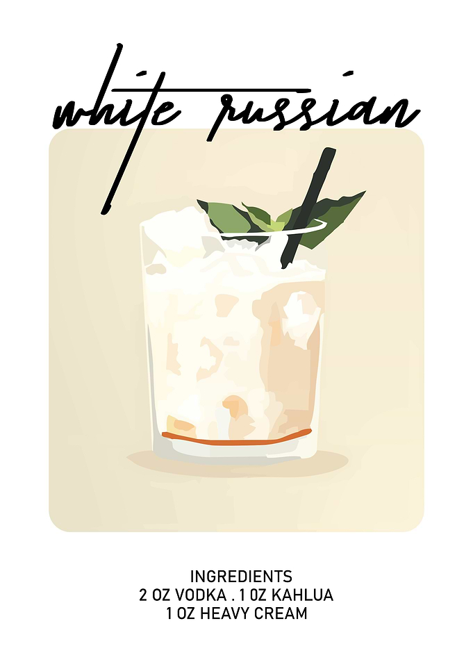 White Russian Cocktail Illustration