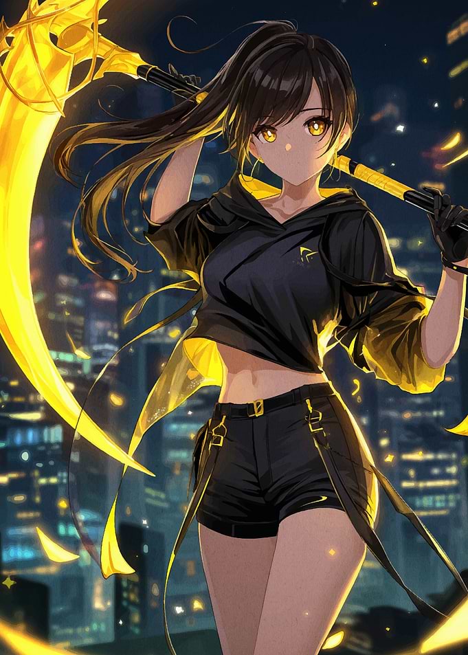 Anime Girl with Golden Weapon