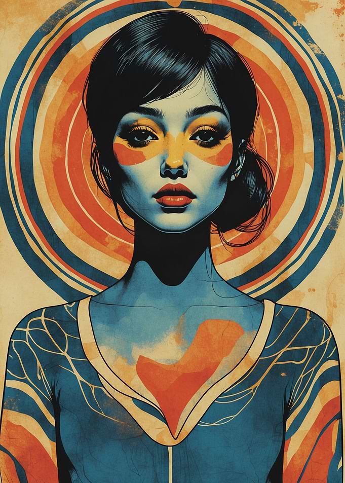 Retro Psychedelic Rebell Portrait