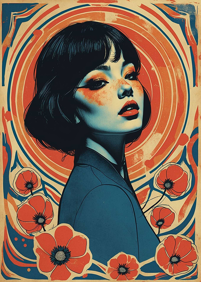 Retro Flower Power Portrait