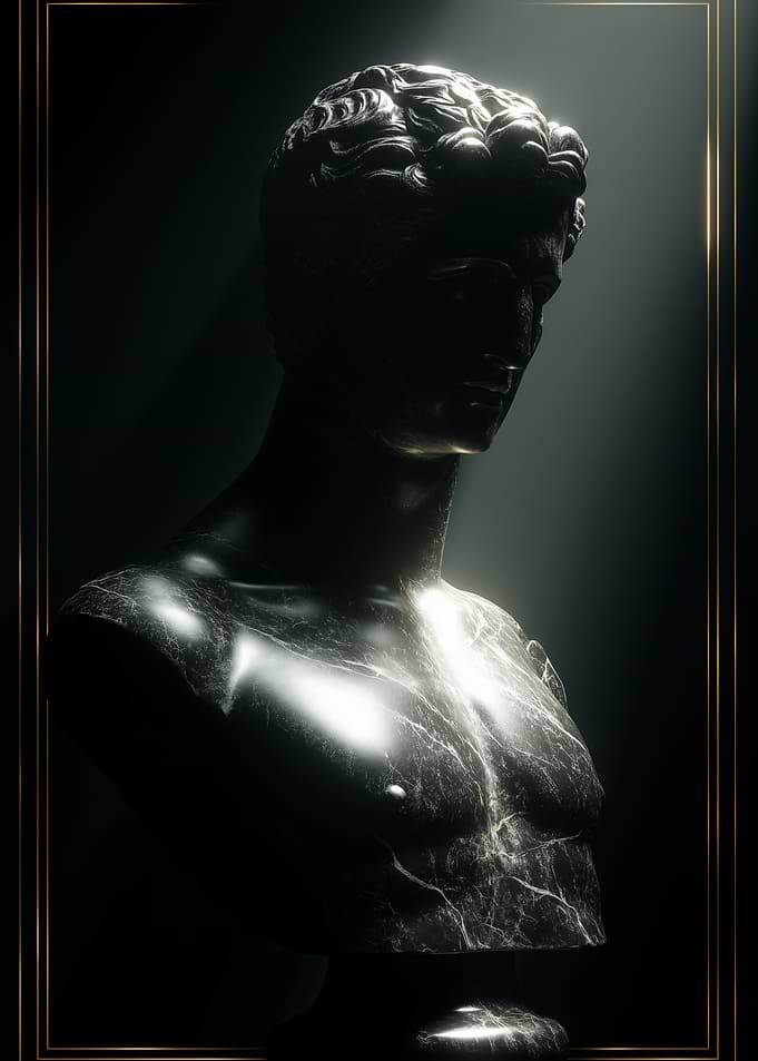 Marble Bust with Golden Frame