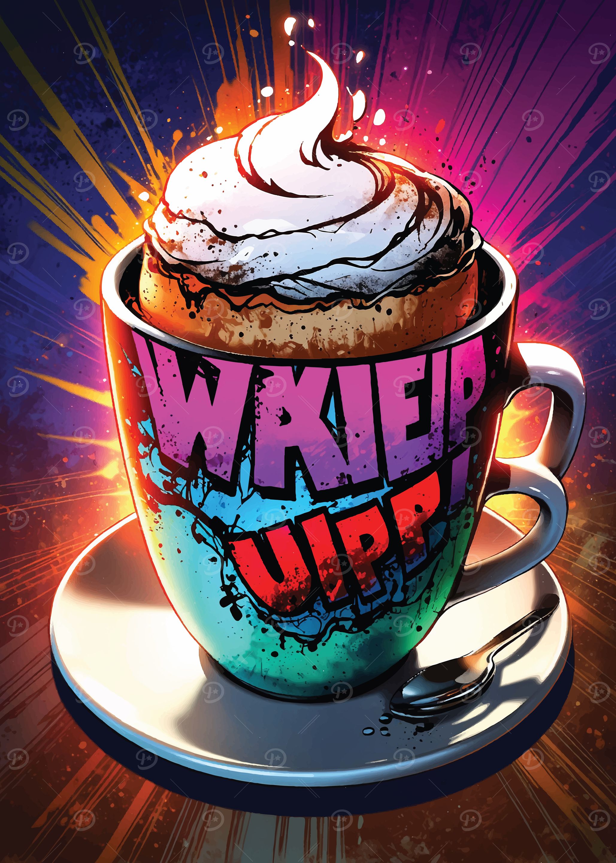 Whipped Cream Coffee Cup Pop Art