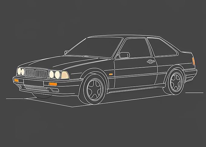 Classic Car Outline on Dark Background