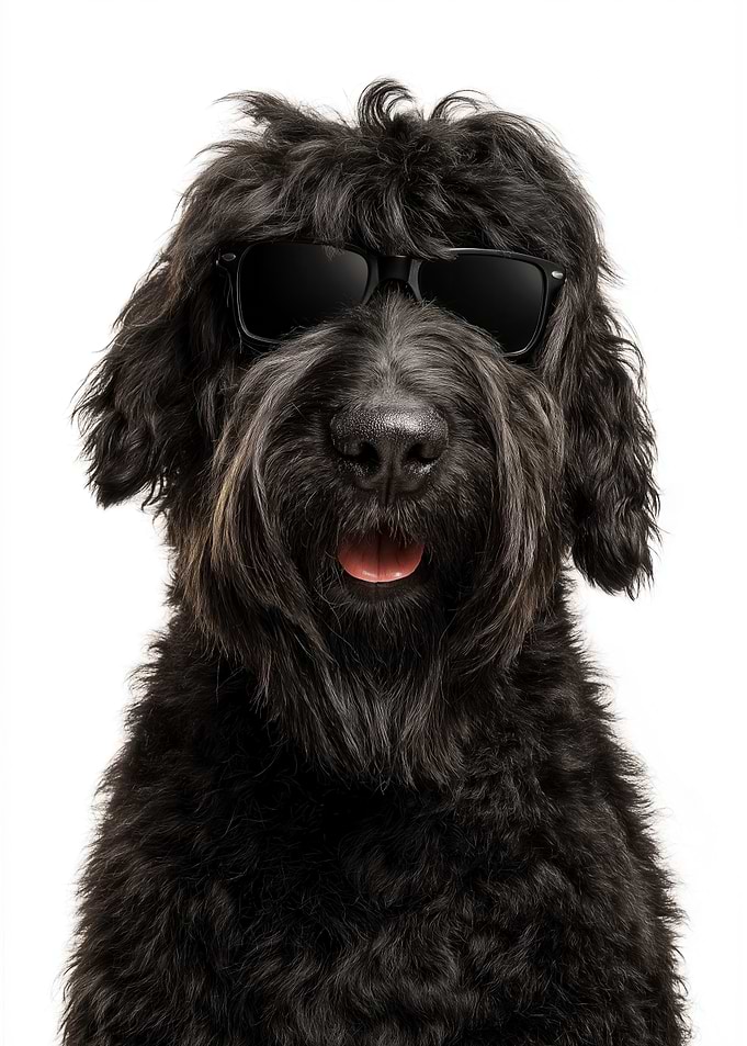 Cool Black Russian Terrier with Sunglasses