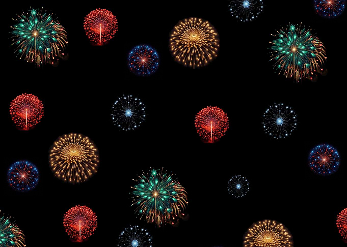 Fireworks Display on Black Background