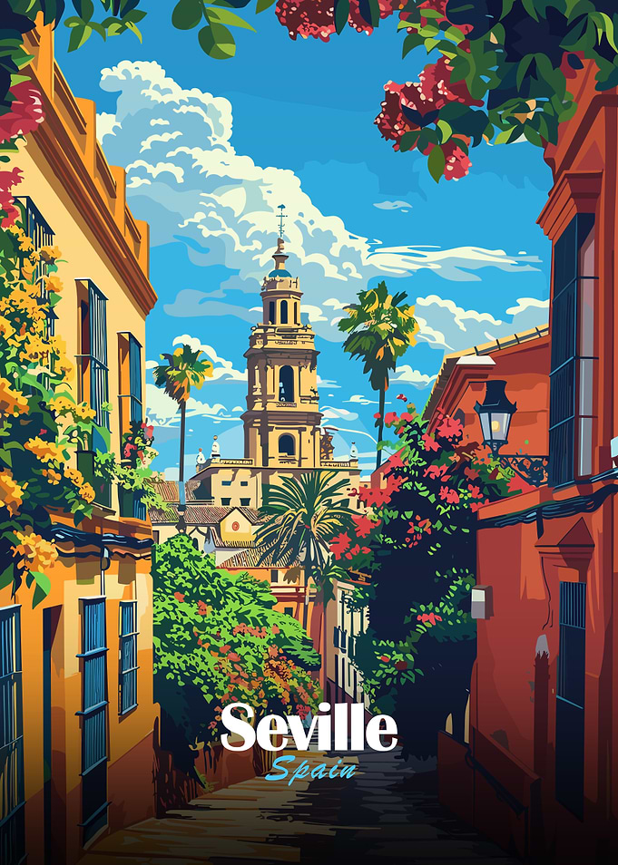 Seville, Spain street view illustration