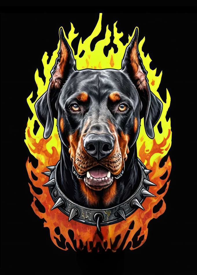 Doberman on Fire