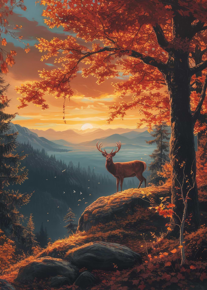 Autumn Deer Landscape