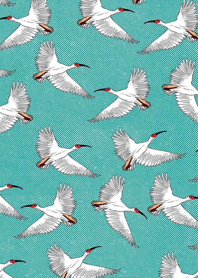 Flying White Birds Pattern on Teal