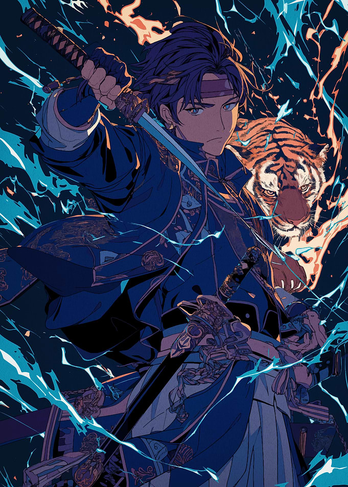 Anime Swordsman with Tiger