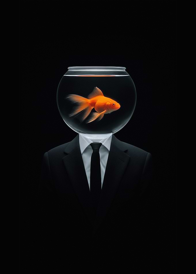 Fishbowl Head Man in Suit