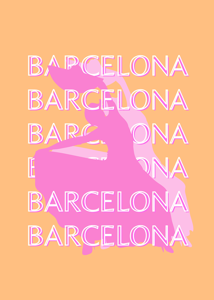 Barcelona Flamenco Dancer Pink Travel Poster