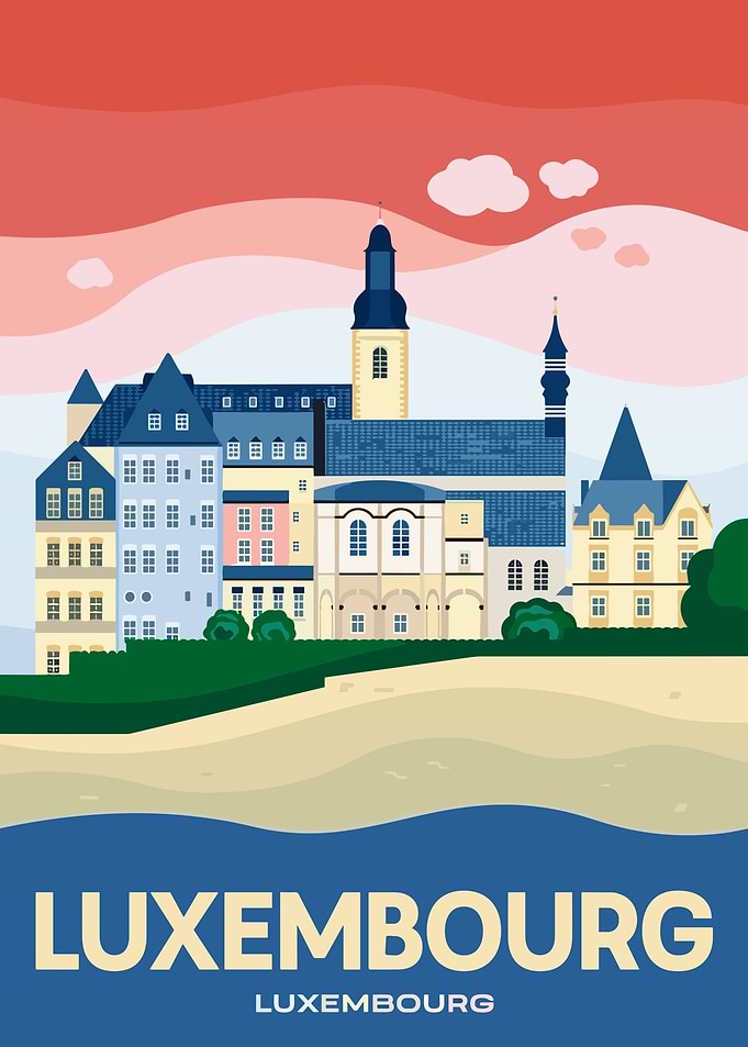 Luxembourg Cityscape Travel Poster