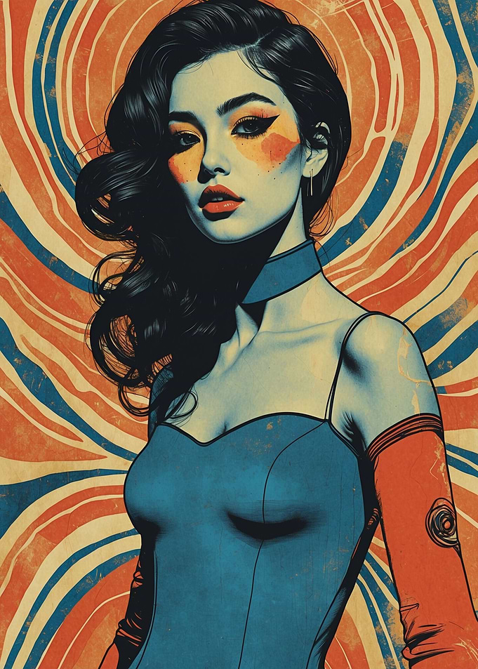 Psychedelic 1960s Music Girl Portrait