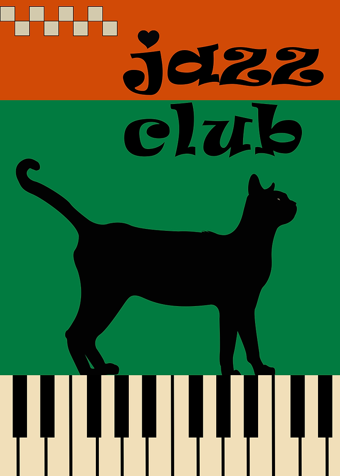 Jazz Club Cat Poster