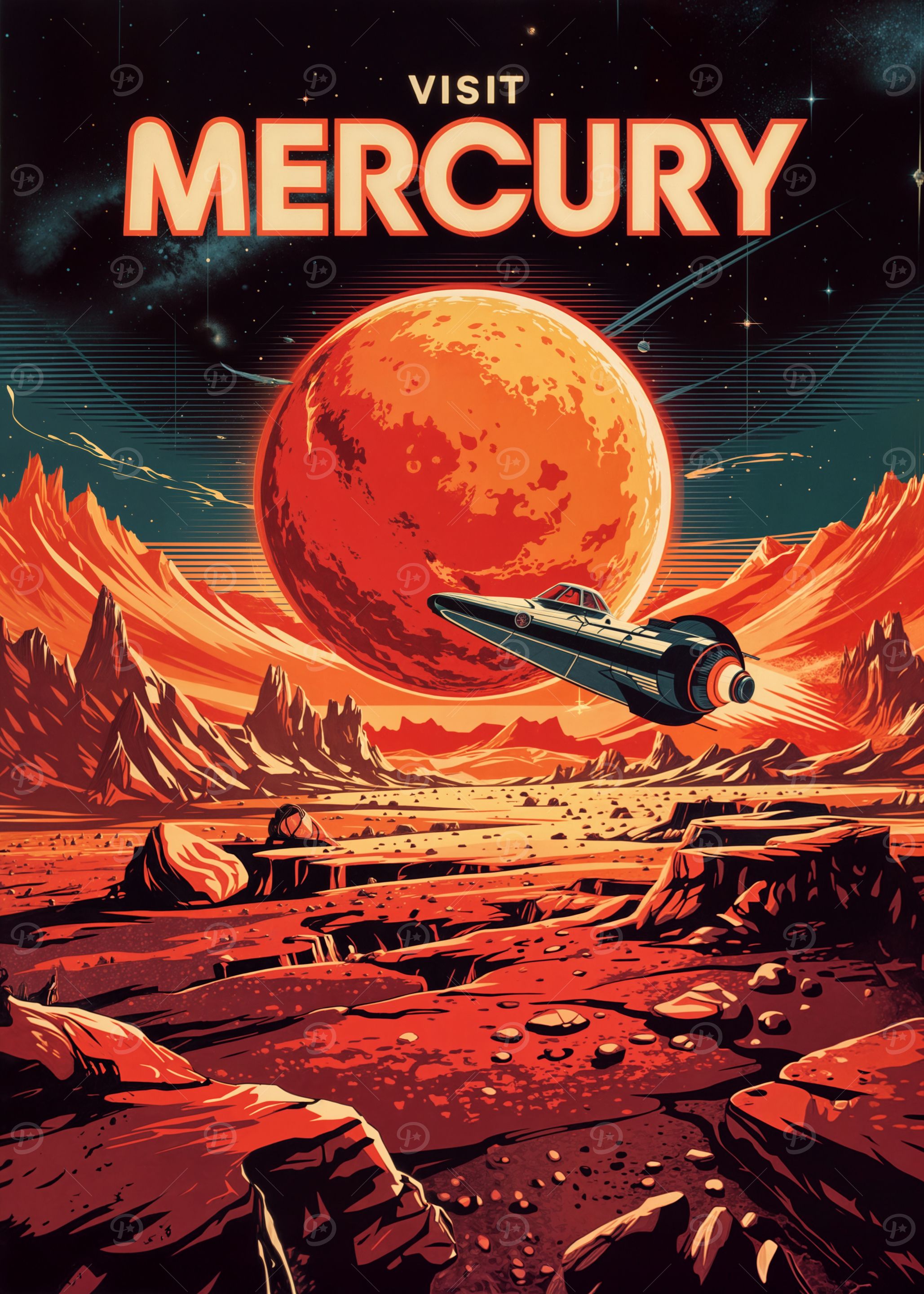 Visit Mercury Retro Space Travel Poster