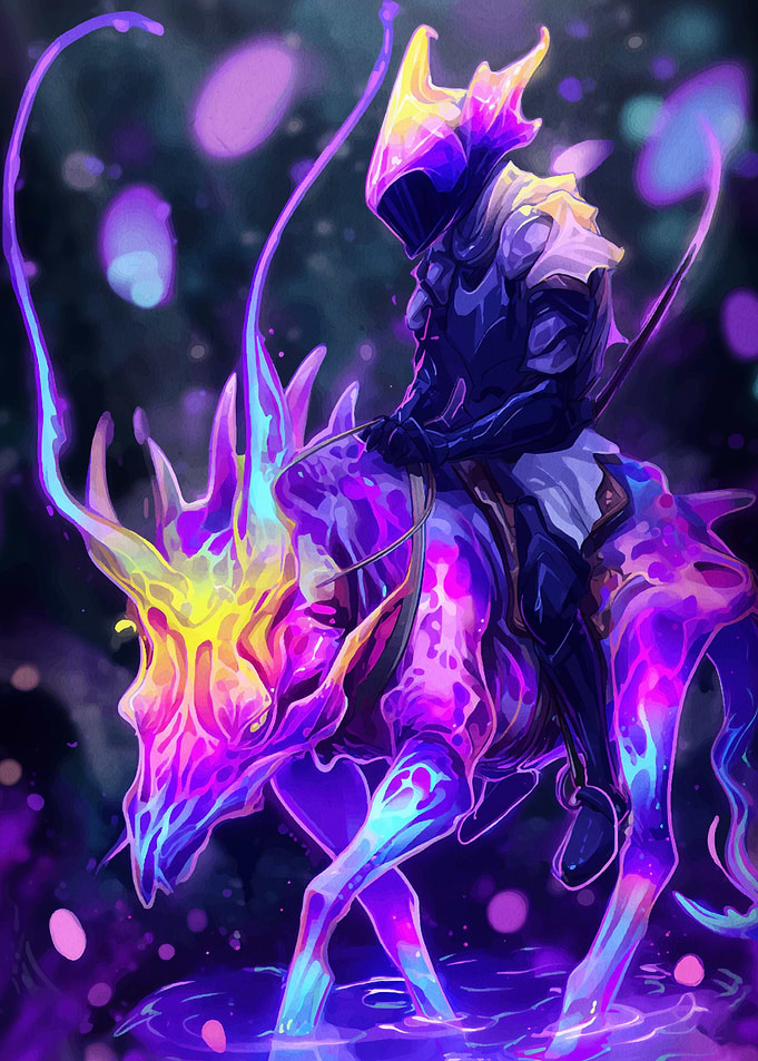 Mystical Rider on Glowing Creature