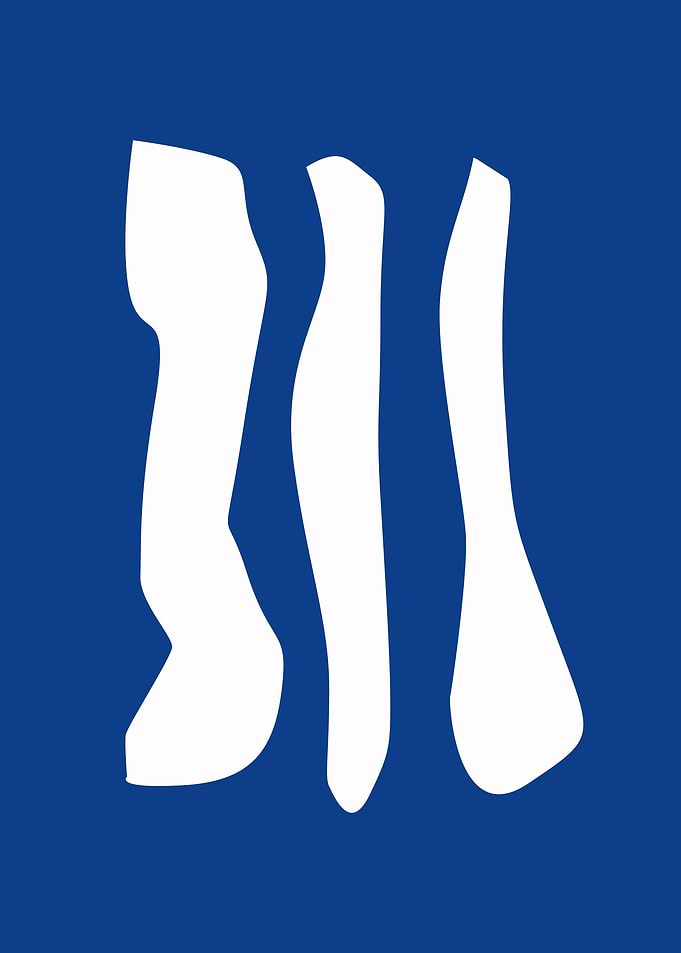 Abstract White Shapes on Blue Background