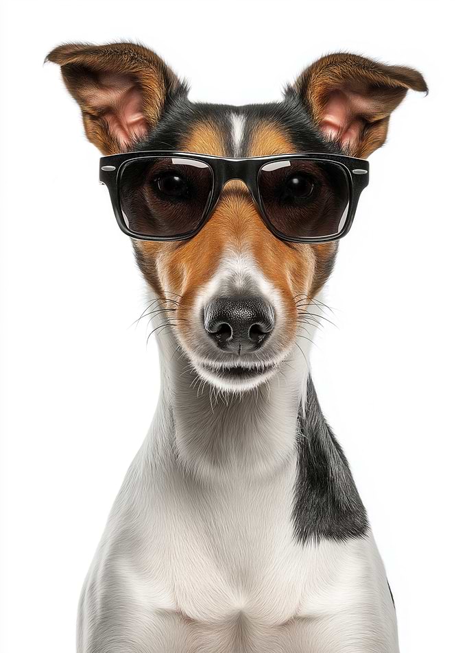 Cool Smooth Fox Terrier Dog with Sunglasses Portrait