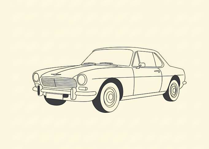 Classic Car Line Art Illustration