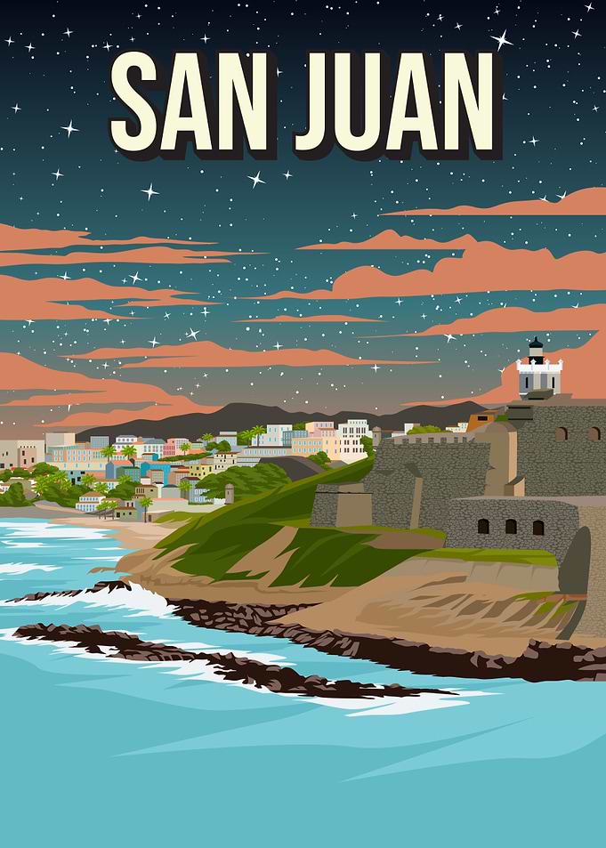 San Juan Pixel Art Travel Poster
