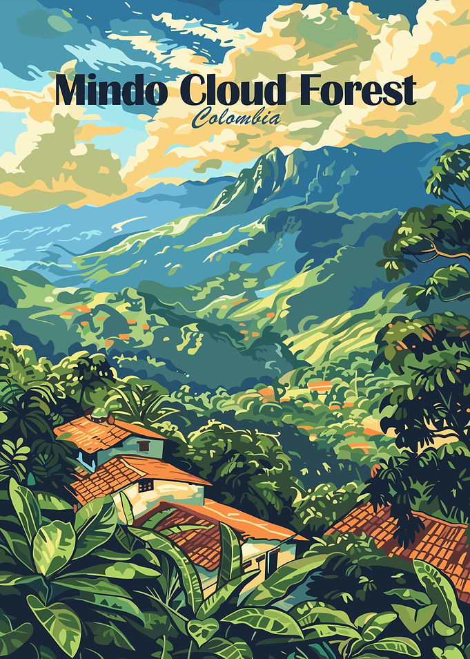 Mindo Cloud Forest Colombia Illustration
