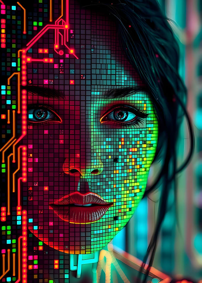 Digital Face Portrait with Circuitry