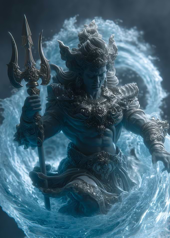 Poseidon Statue in Water