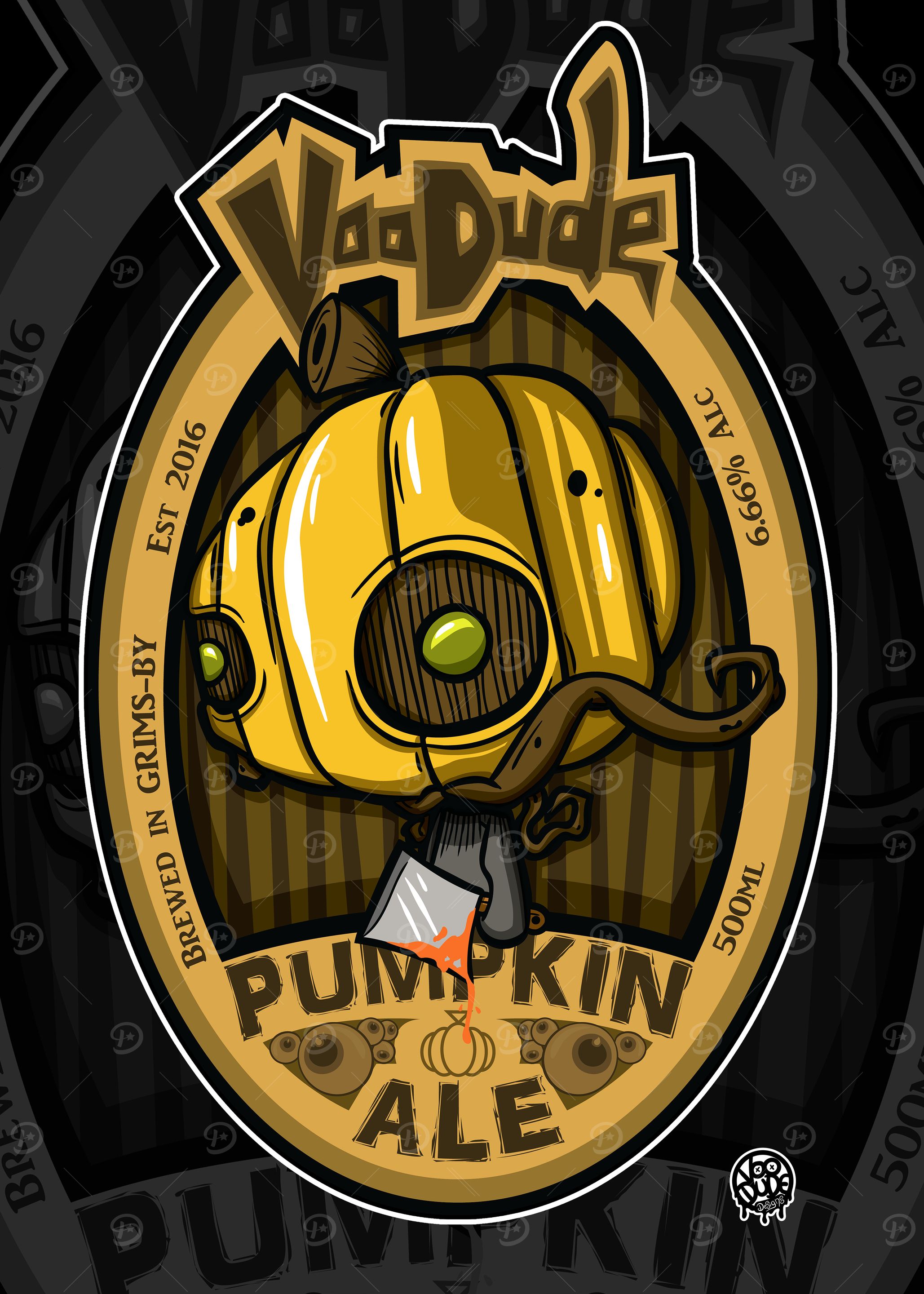 VooDude Pumpkin Ale Label Art