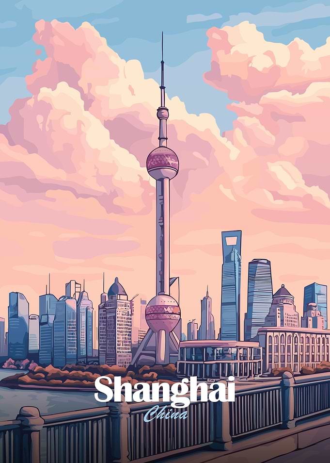 Shanghai Skyline Illustration