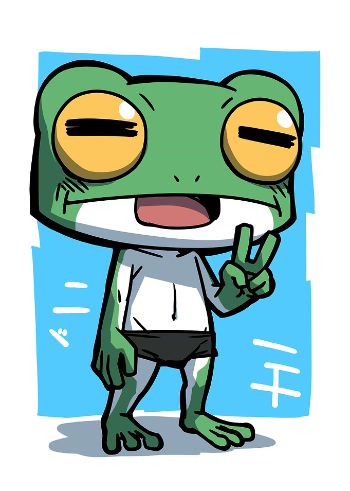 Cartoon Frog with Peace Sign