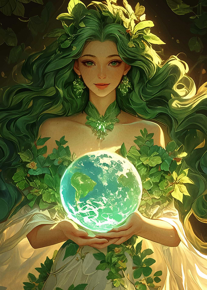 Earth Goddess Holding Globe