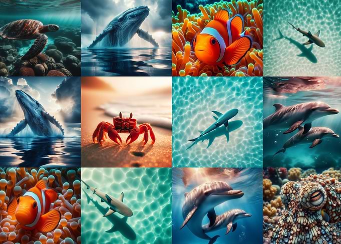Ocean Life Collage