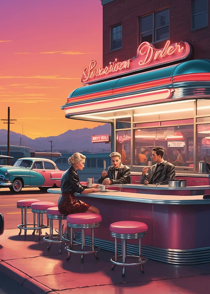 Retro American Diner Scene