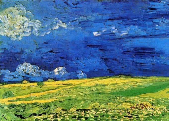 Wheatfield under Clouded Sky Painting