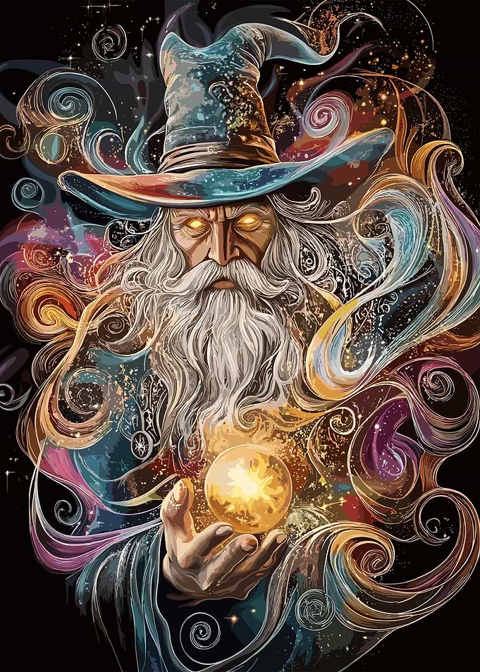 Wizard with Crystal Ball Digital Art