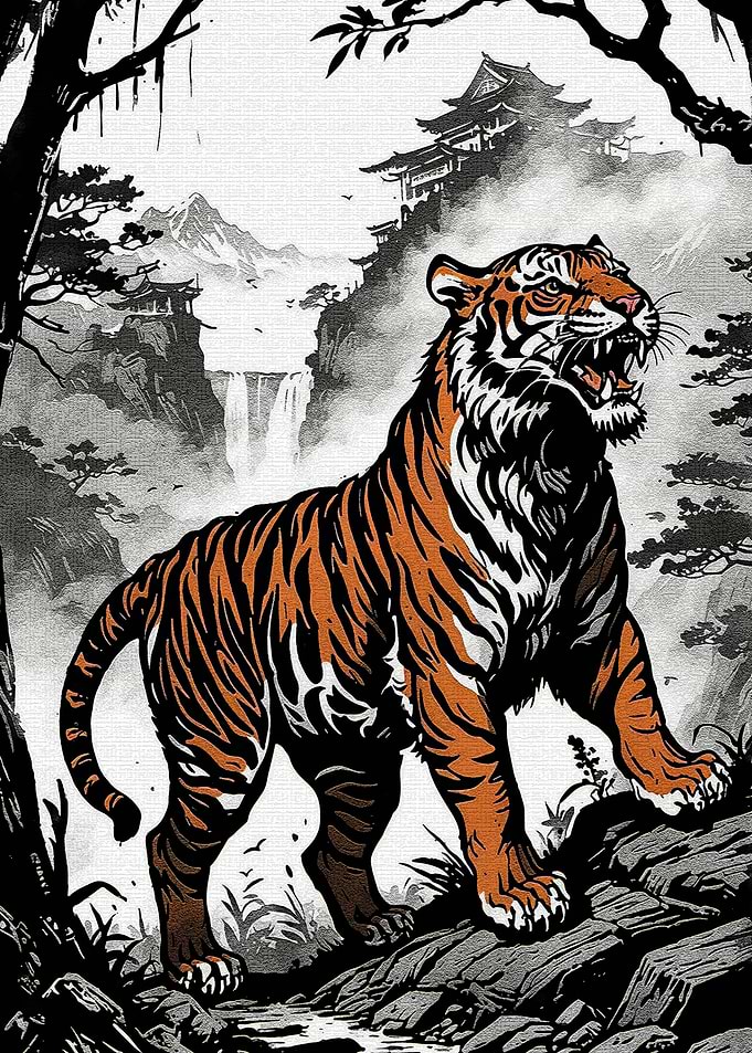 Tiger Asian Landscape