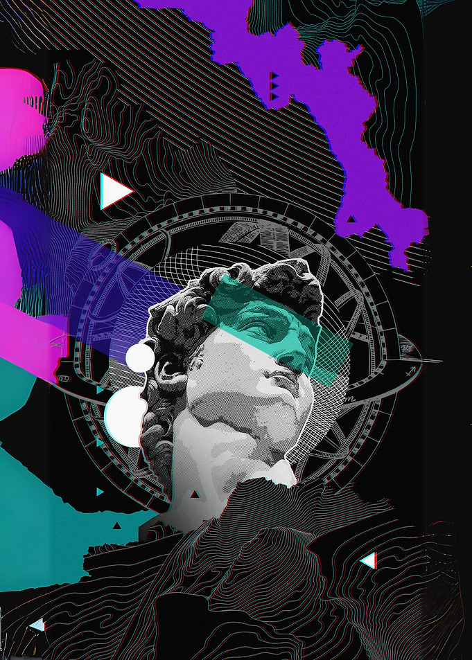 David Statue Glitch Art